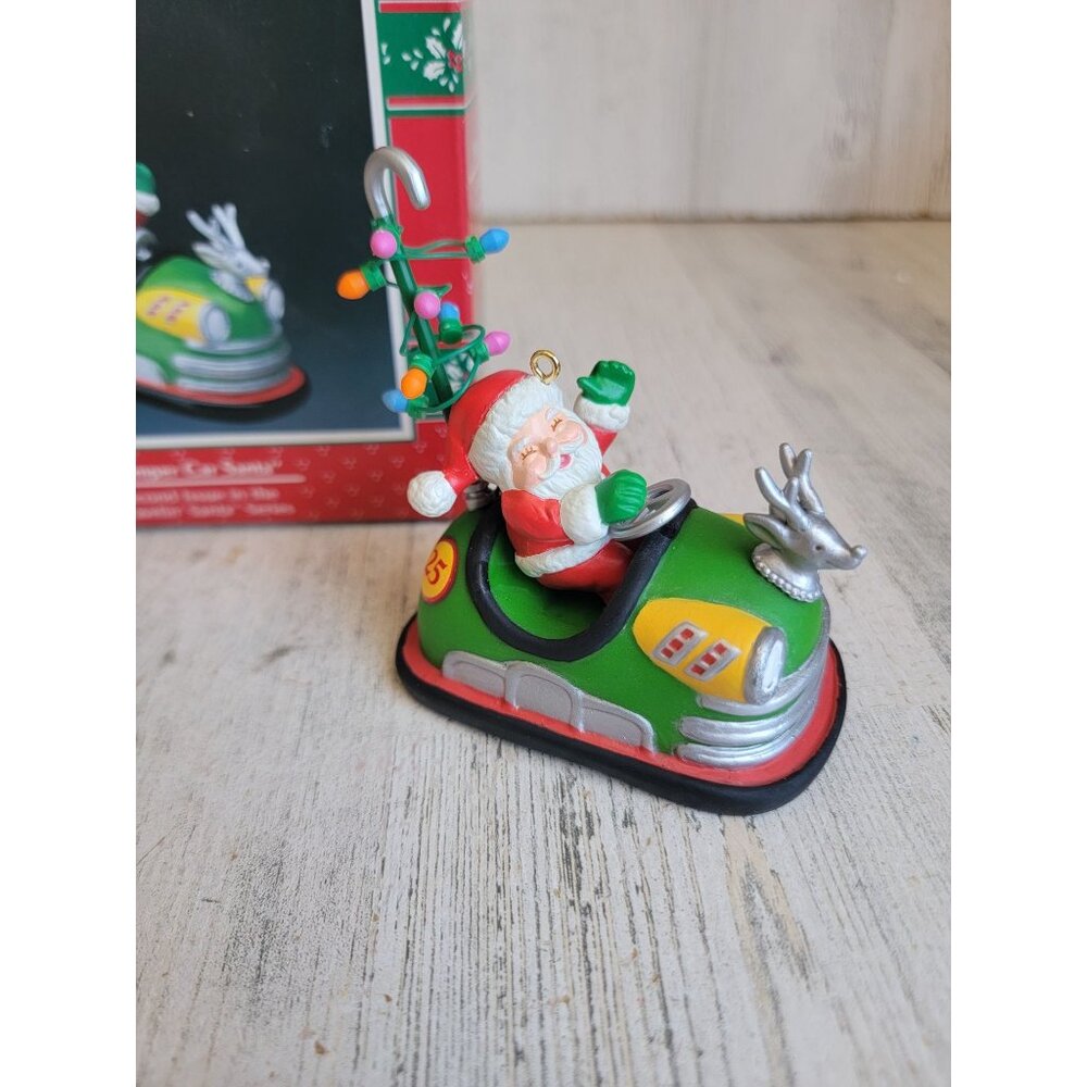 Enesco bumper car Santa traveling series vintage ornament Xmas‎